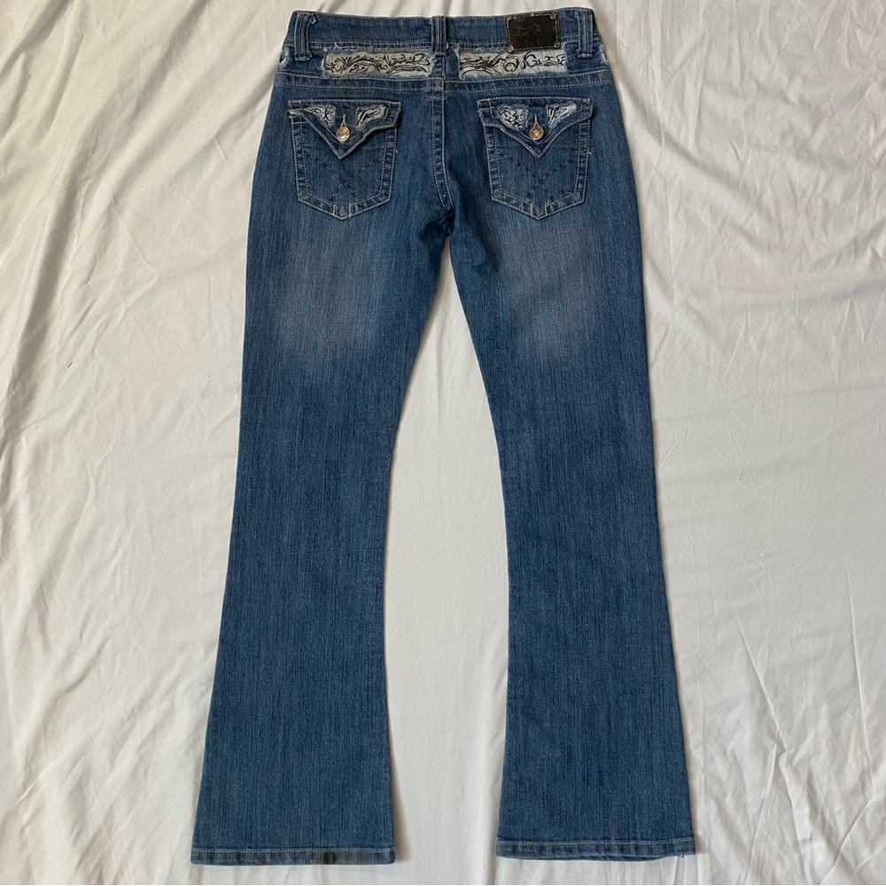 Vintage 00s Y2K Low Rise Flare Jeans, Size 8/9 30" Waist, Grunge Gothic Vibes - Picture 4 of 10